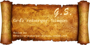 Grünsberger Simeon névjegykártya